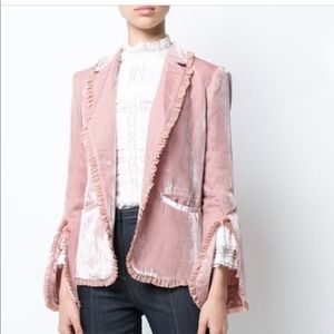 Cinq a Sept Celvet pink ruffle blazer Sz 6 BNWT